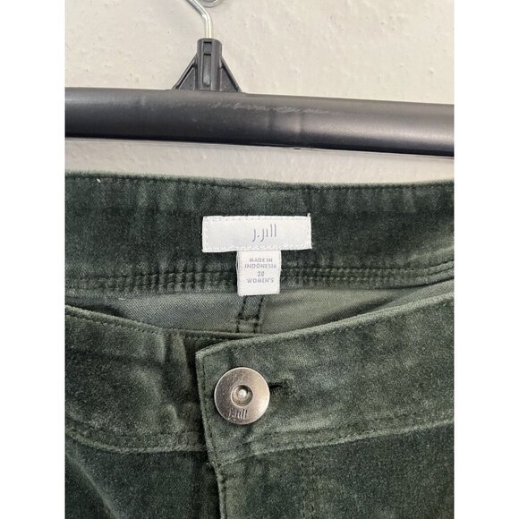 J Jill Velour Pants Women 20 Green Pockets Stretchy Waist Sides - Picture 6 of 14